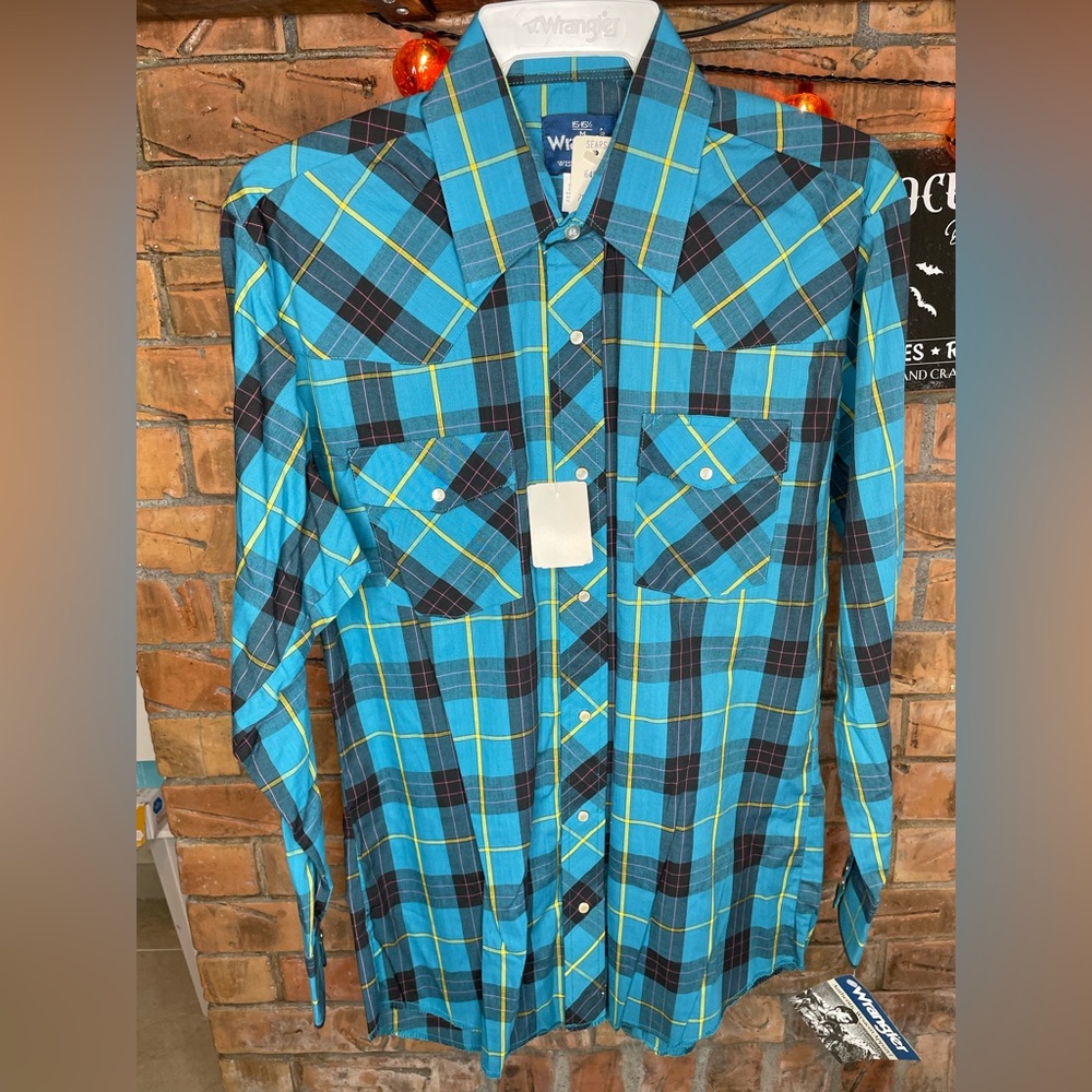 Vintage Wrangler Western Pearl Snap Long Sleeve Shirt Mens Medium NWT